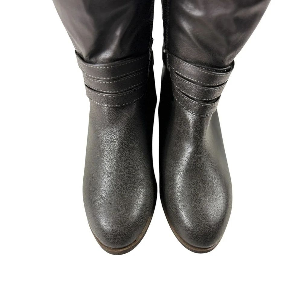 Journee Collection Womens Knee High Riding Boots Size 9 Buckle Zip Flat NWOB